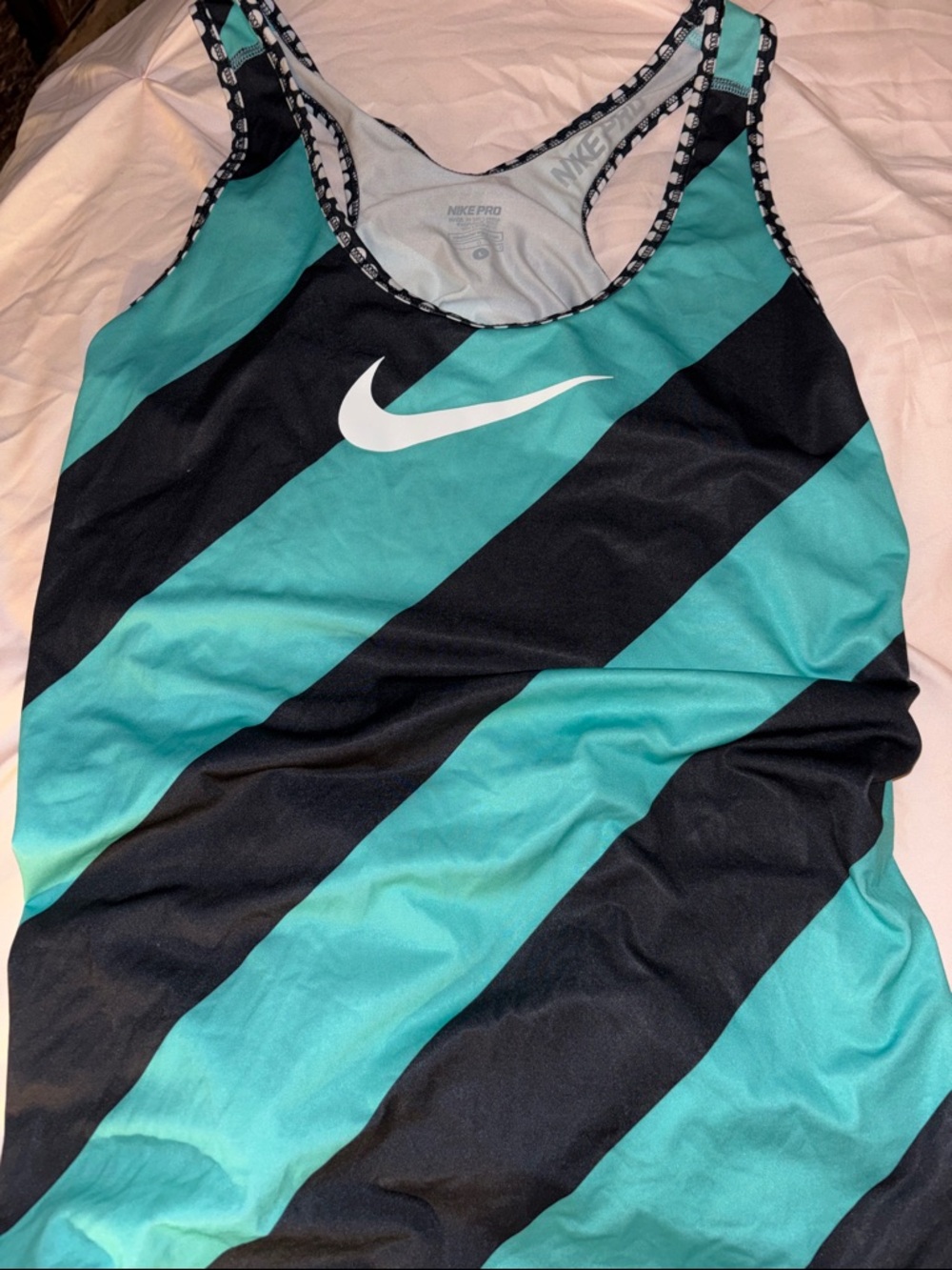 Nike Teal & Black Diagonal Stripe Racerback Tank